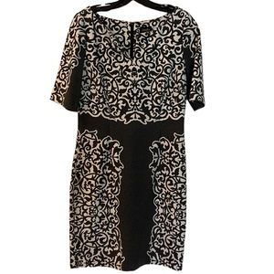 Laundry by Shelli Segal dress. Creamy white and charcoal. Back zip. Lt wear.